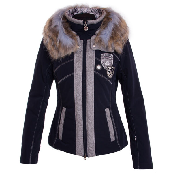 Sportalm Womens Mona Wild Lightness Jacket with Hood and Fur – Midnight Blue1