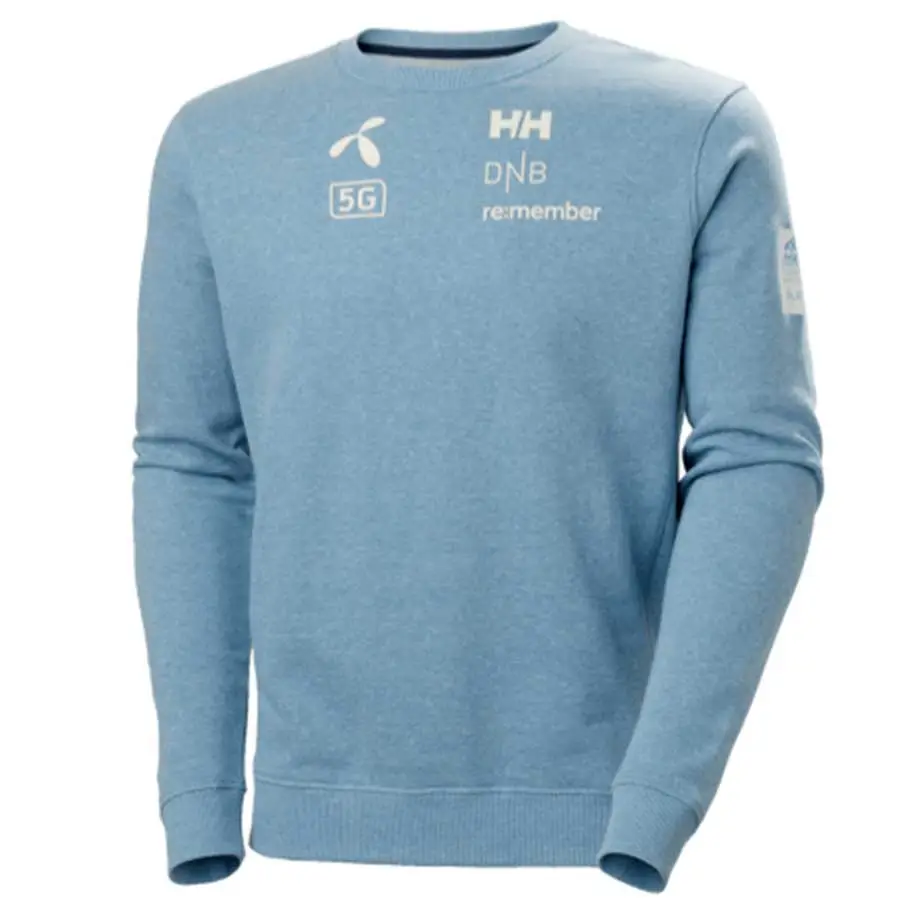 Helly Men's Norway Ski Team Organic Cotton Sweater - Light Blue NSF - TeamSkiWear | Ski Racing Shop