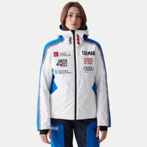 Colmar Womens French Ski Team Jacket - White Abyss Blue2