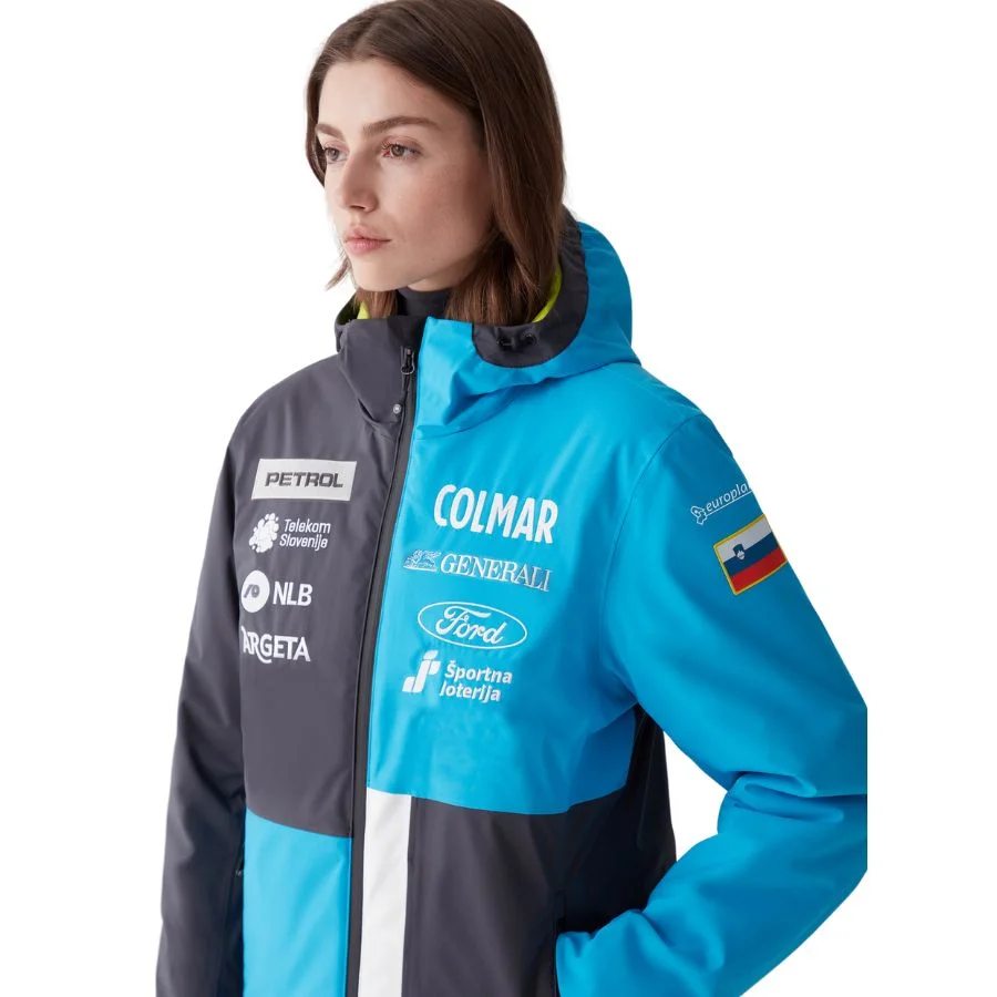 Colmar Veste Pull Thermique Femme Slovénie Ski Team - Blanc Mirage Bleu 